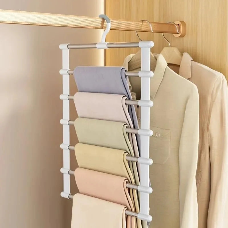 Foldable Pants Hanger Multi Layer Non Slip Clips Space Saving Closet Organizer for Trousers Storage Collapsible Hanging Rack Oasis Select