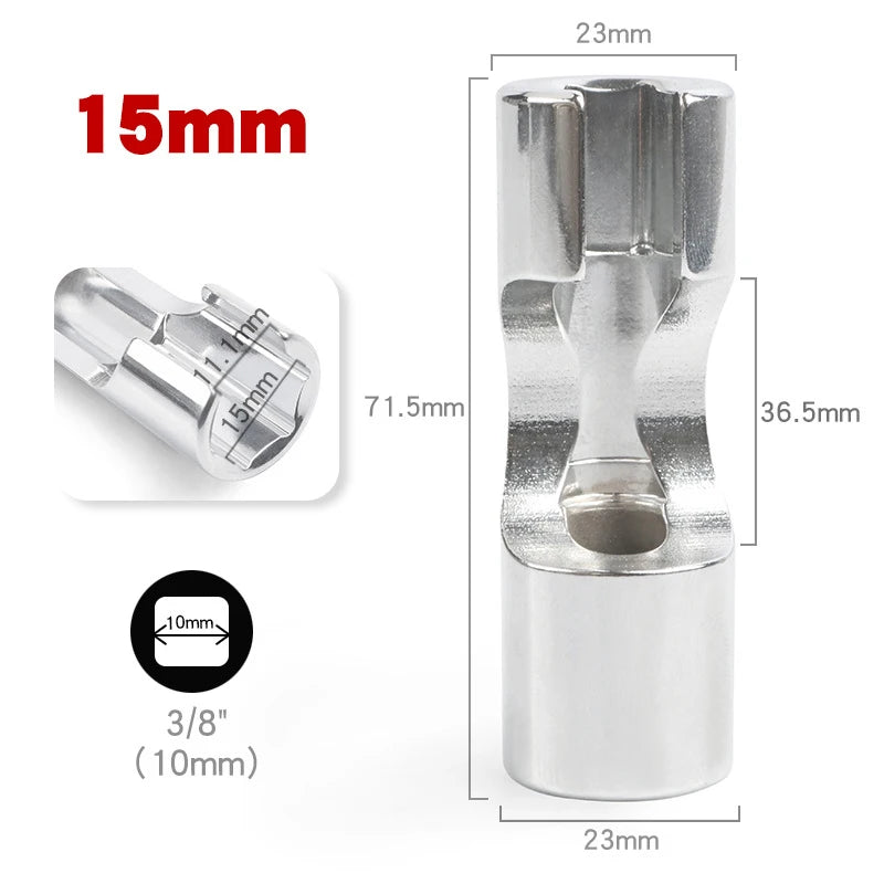 Diesel Injector Pipe Remove Wrench, 10mm-19mm, Fuel Line Socket Adapter Tool Oasis Select 15mm