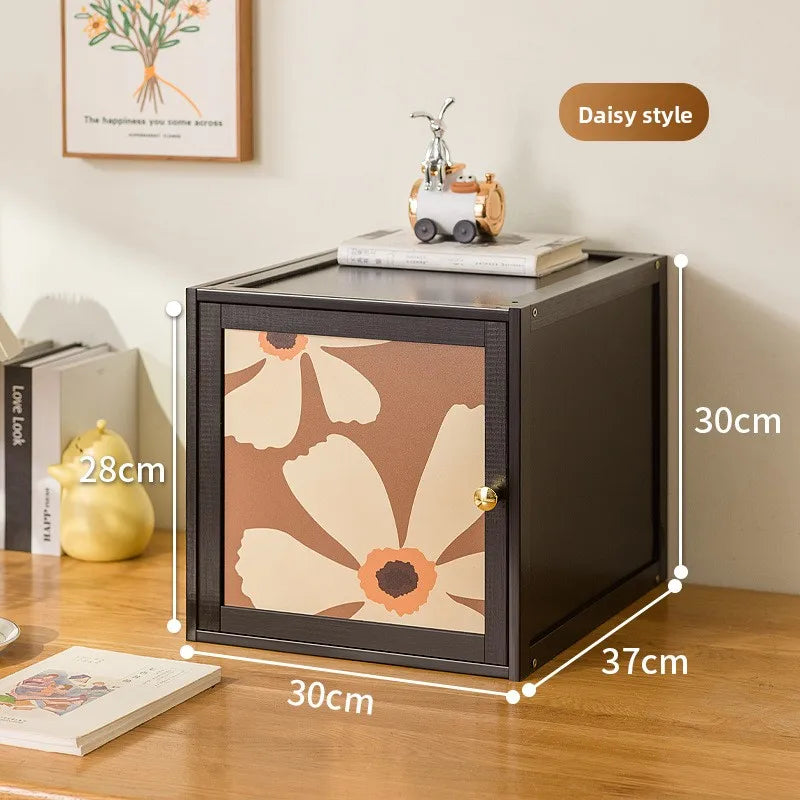 Bedside table Household bedroom Ultra-narrow storage cabinet Creative bedside table Medium antique small bedside table Oasis Select Black Daisy