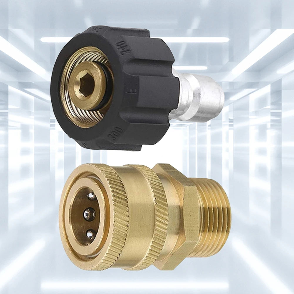 High Pressure Quick Connector Brass M22 Washer Adapter 1/4 Inch Garden Irrigation Connector for Pressure Wash Gun for Water Pipe Oasis Select