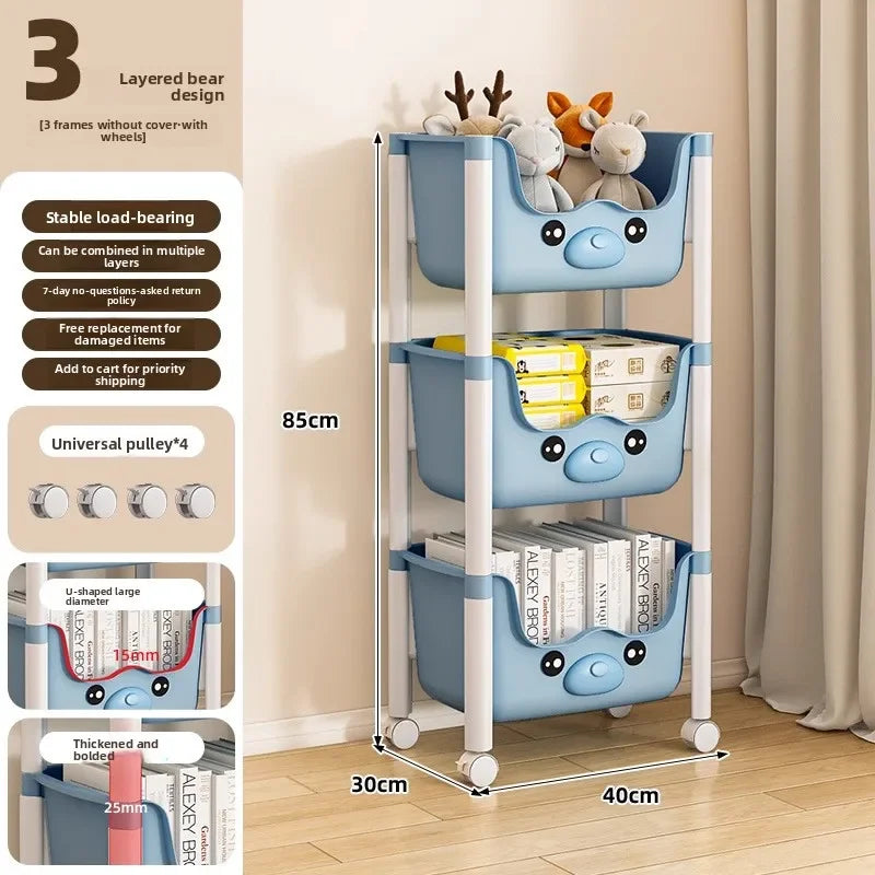 Multi-functional Children's bookshelf storage rack Living room floor-to-ceiling multi-layer snack rack trolley Oasis Select