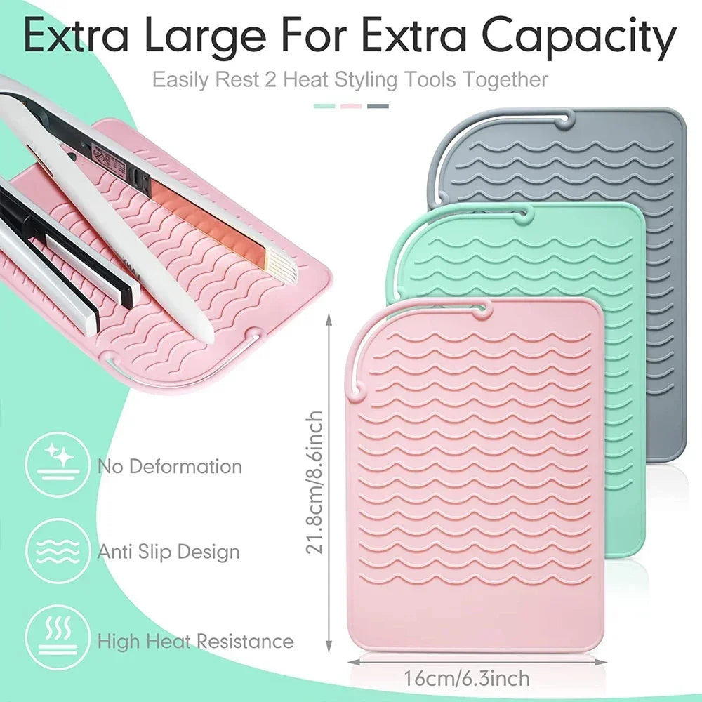 Styling Tools Heat Proof Mat Silicone Pad Anti Slip Portable for Hair Straightener Curling Iron Countertop Protector Oasis Select