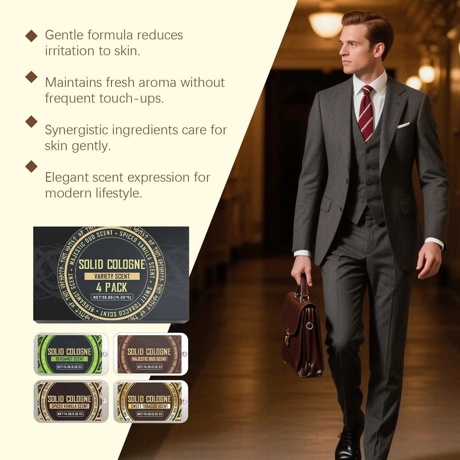 Fruit Woody Men Solid Perfume Lasting Scent Fresh Fruity Woody Scent Men Pheromone Perfume Gentle Portable Solid Fragrance Balm Oasis Select