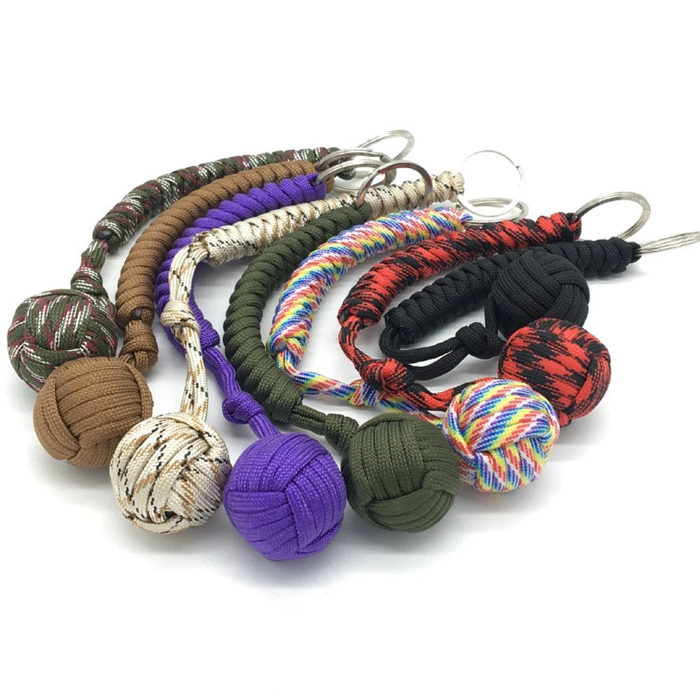 Monkey Fist Paracord Keychain with Steel Ball | EDC Survival