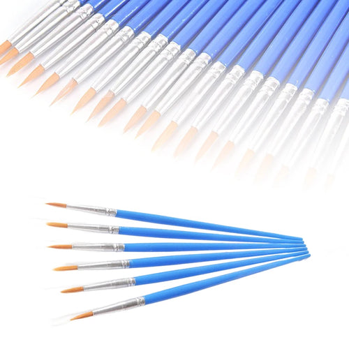 10*Painting Brushes Set Art Round Flat Hair Nylon Hair Paint Brush for Oil Acrylic Watercolor Kids/Artists/Beginners/Students Oasis Select