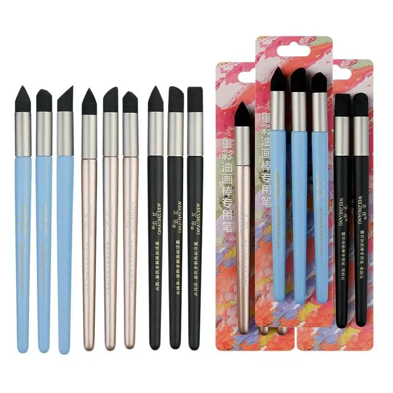 2/3Pcs Non-shedding Soft Sponge Mixing Stumps Multi Shape Tips Oil Pastel Smudge Pen for Art Exam Creation Use Oasis Select