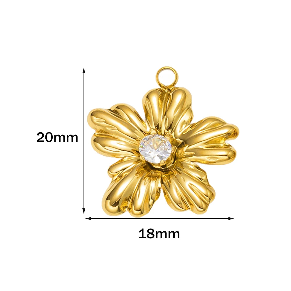 5pcs Gold Stainless Steel Flower Charms Metal Pearl Pendant for DIY Necklace Bracelet Jewelry Making and Crafting Wholesale Bulk Oasis Select Gold 18X20mm