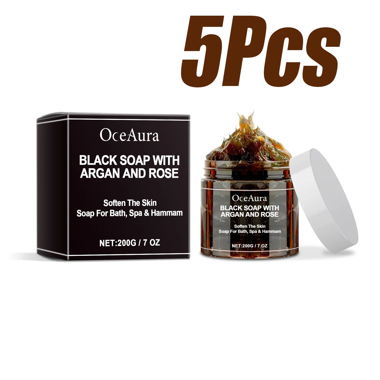 Black Cleansing Soap Dead Skin Remover Body Scrub Purifying Cleansing Exfoliating Oil Control Brighten Soft Body Scrub Cream Oasis Select 5 x 200g Boxed