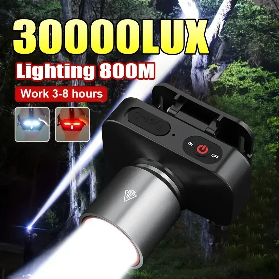 Ultra-Bright LED Headlamp Rechargeable Headlight 3 Modes USB Charging Head Lamp or Auto Repair Camping Fishing Cycling Emergency Oasis Select Aluminum alloy head