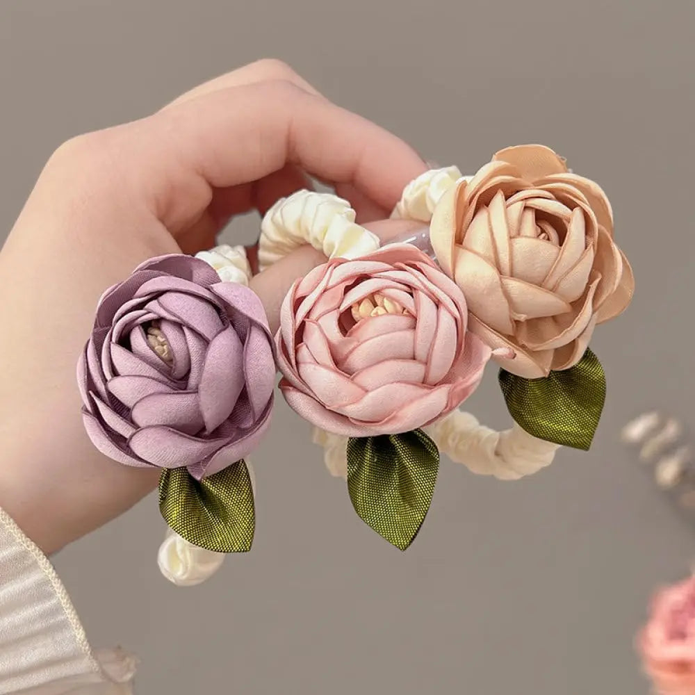 2/3 PCS Flower Hair Scrunchies for Women – Elegant Ponytail Holders for Thick, Curly, Thin & Fine Hair, No-Slip Donut Hair Ties Oasis Select