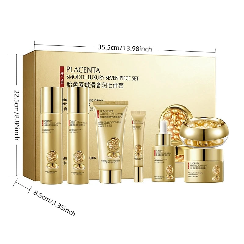 Placenta Essence 7-Piece Skincare Set – Hydrating & Nourishing Skincare Gift Set Oasis Select