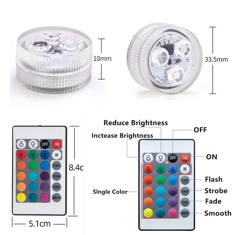KDULIT Mini 16-Color RGB IP68 Submersible LED Pool Light