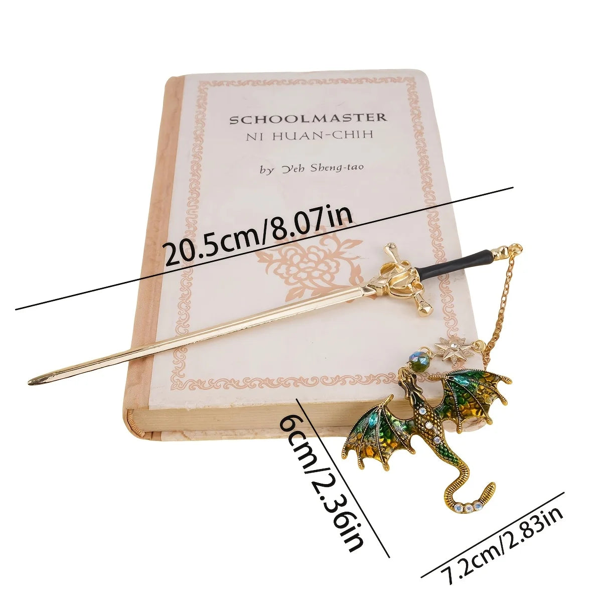 1pc Alloy Sword Dragon Bookmark, Birthday Gift for Book Lovers and Readers, Fantasy Bookworm Silver Gold Gold Pendant Oasis Select