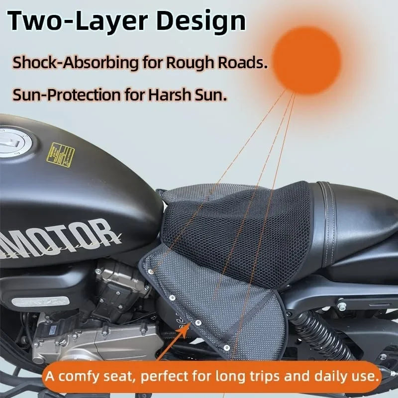 3D-Honeycomb Motorcycle Gel Seat Cushion Structure Shock Absorption Breathable Motorcycle Gel Seat Pad for Long Rides Oasis Select