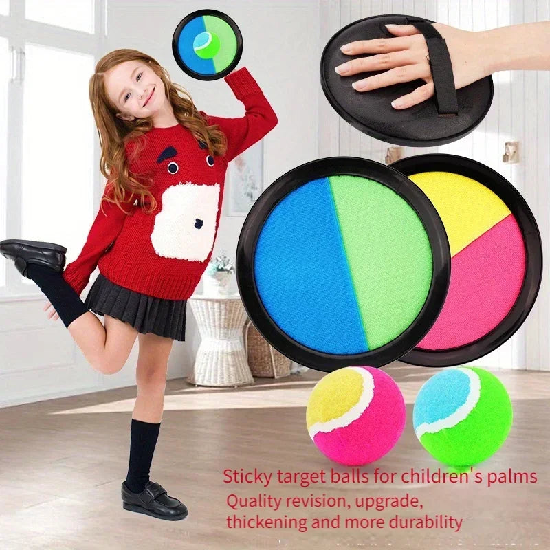 1Set Kids Sucker Sticky Ball Toy Outdoor Sports Catch Ball Game Set Throw And Catch Parent-Child Interactive Outdoor Toys Oasis Select