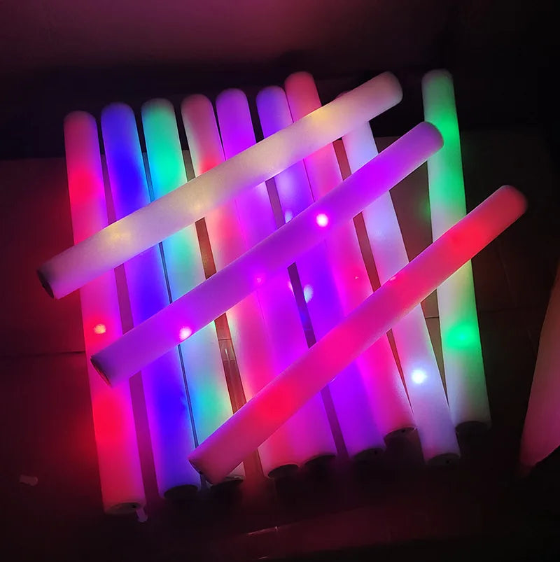 Silver Sponge Glow in The Dark Flash Stick - Colorful & Customizable Party Decoration Glow Stick Oasis Select color mixing 10PCS (4x48cm)