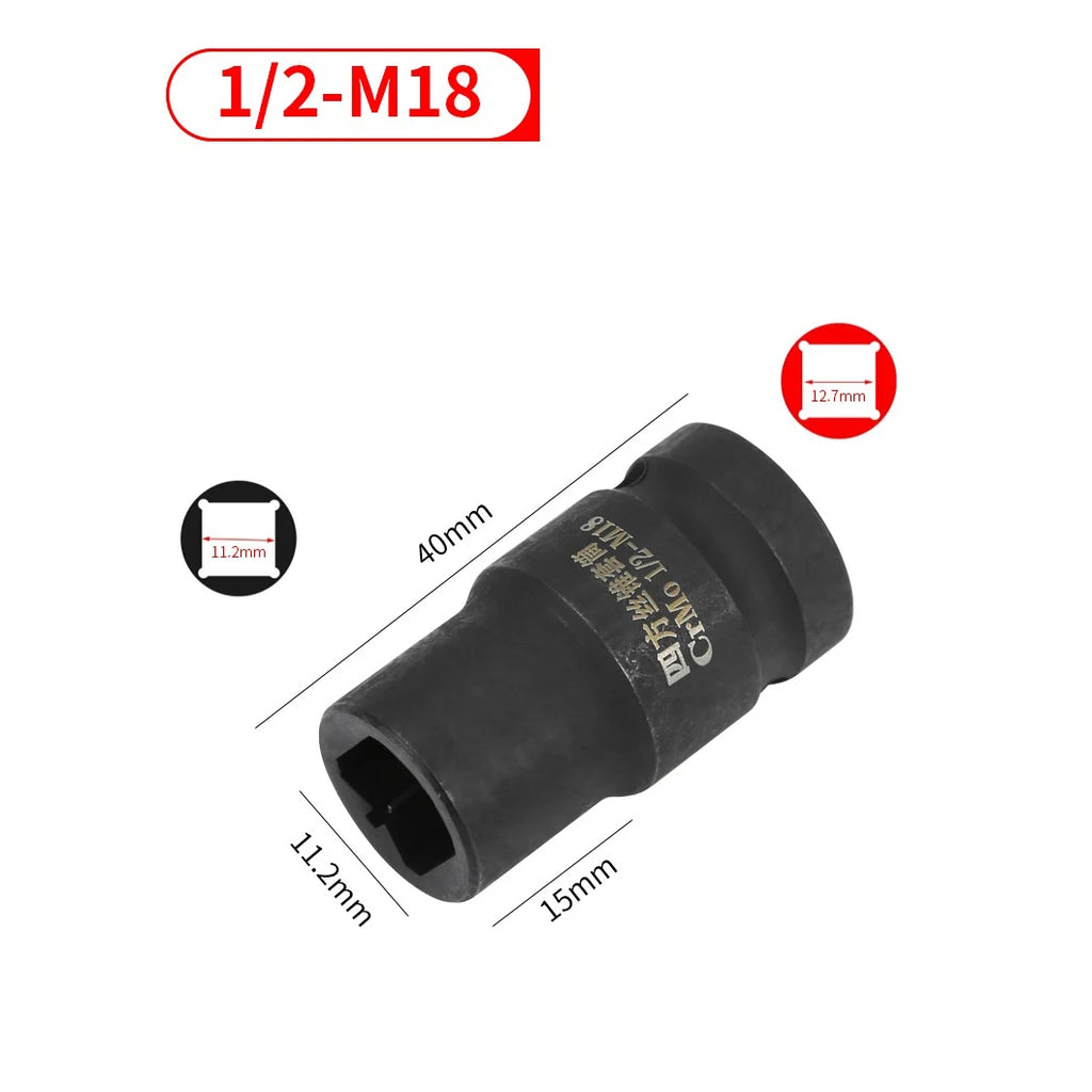 Suqare Screw Tap Socket 1/2Inch Driver Square Driver Electric Wrench Socket Square Driver Head M6-M24 Socket Oasis Select M18