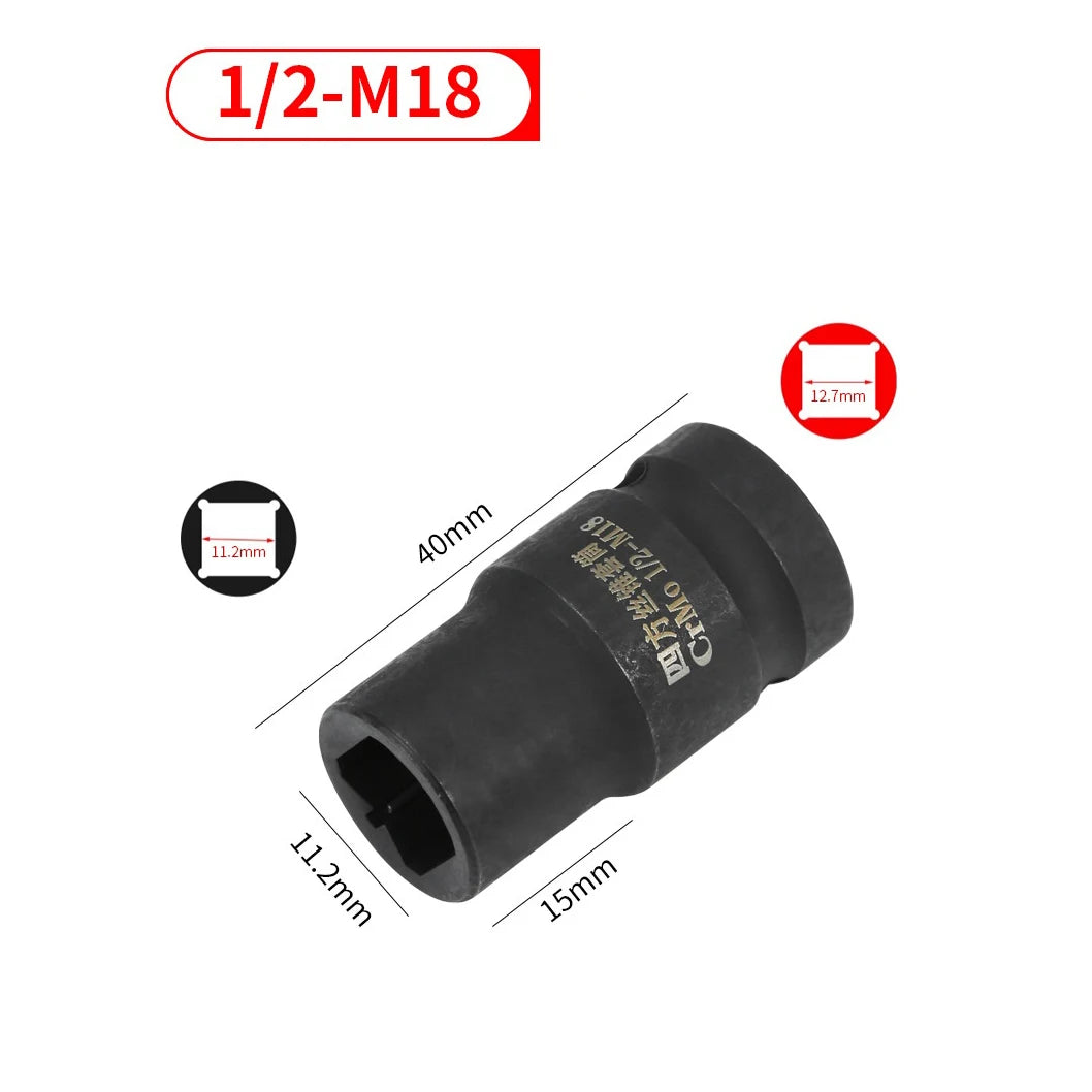Suqare Screw Tap Socket 1/2Inch Driver Square Driver Electric Wrench Socket Square Driver Head M6-M24 Socket Oasis Select M18