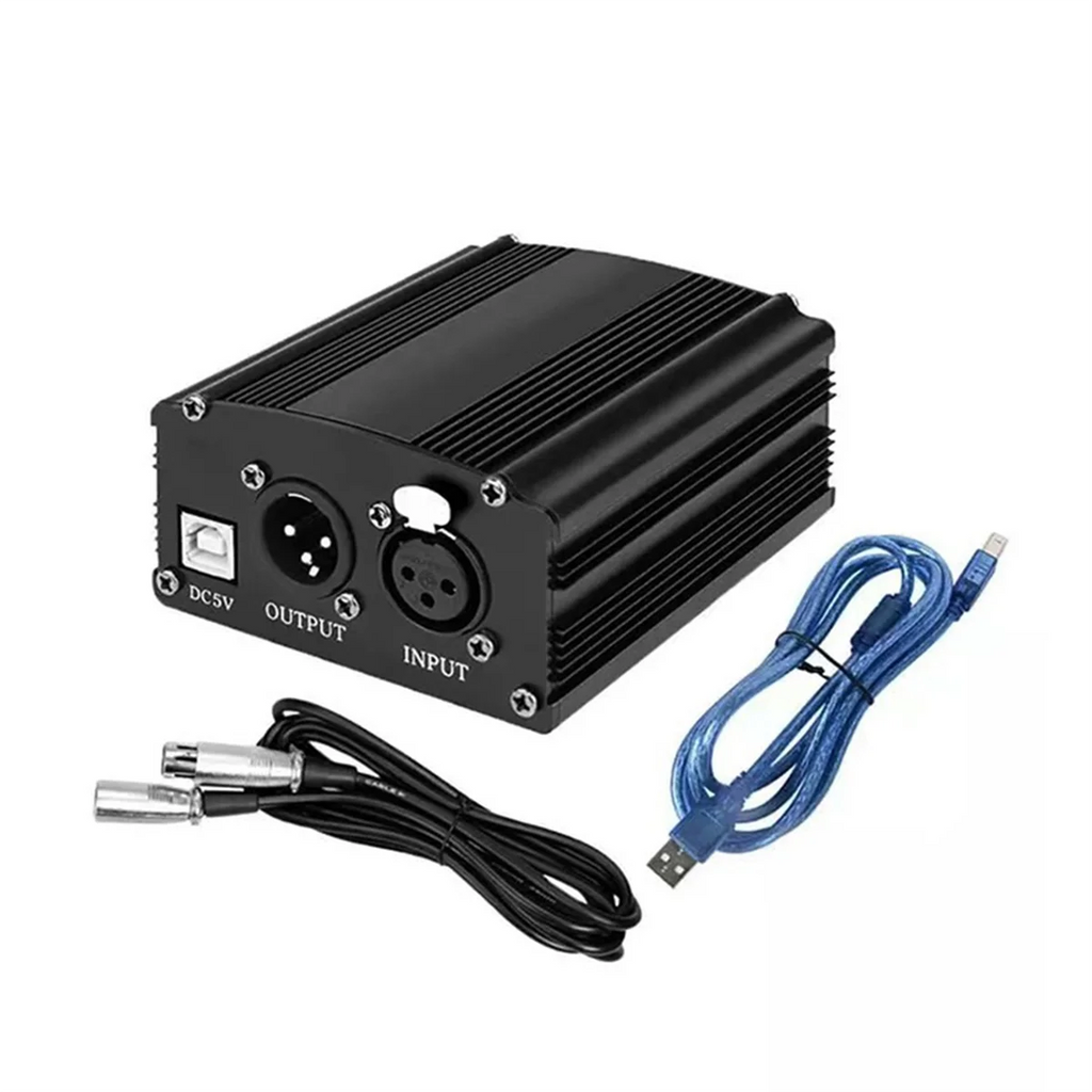 1-Channel 48V Phantom Power Supply with XLR 3 Pin Microphone Cable for Condenser Microphone Music Recording Equipment Oasis Select Default Title