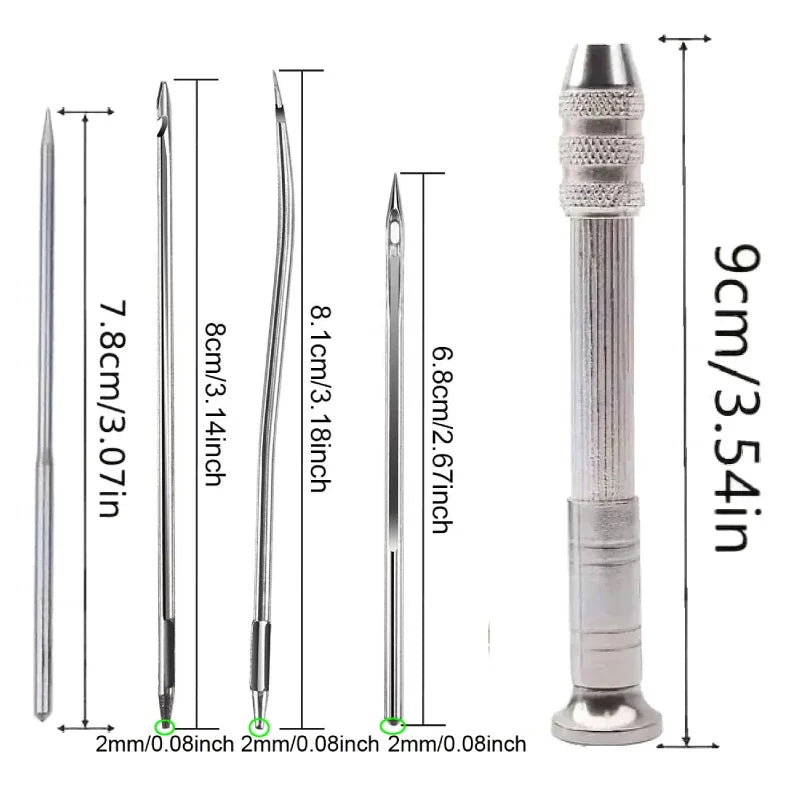 Leather Sewing Needles Kit, Set Contains Silver Leather Sewing Awl, 4 Piece Needle Suitable for Leather Canvas Tent Oasis Select