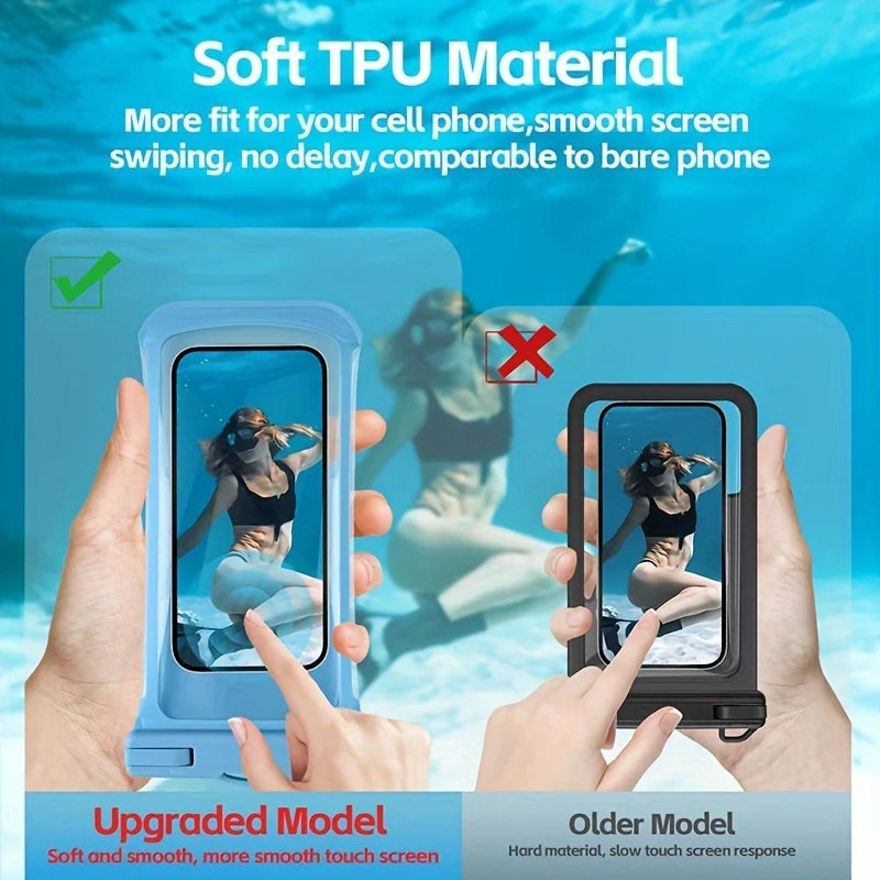 Waterproof Phone Pouch Case 3D Clear Soft Edges Underwater Phone Dry Bag IPX8 Waterproof Case for Beach Cruise Kayaking Travel Oasis Select