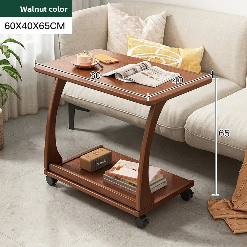 Multi-functional Removable flip solid wood edge few living room household side table sofa small coffee table sturdy and durable Oasis Select Walnut H
