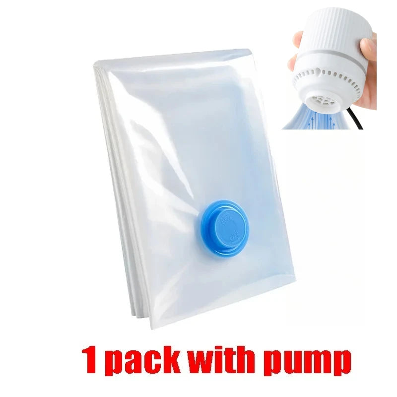 7Sizes Reusable Vacuum Bags or Electric/Hand Pump Vacuum Compression Sealer Bag Mini Vacuum Sealer Machine for Clothes Organizer Oasis Select 30x50 with pump