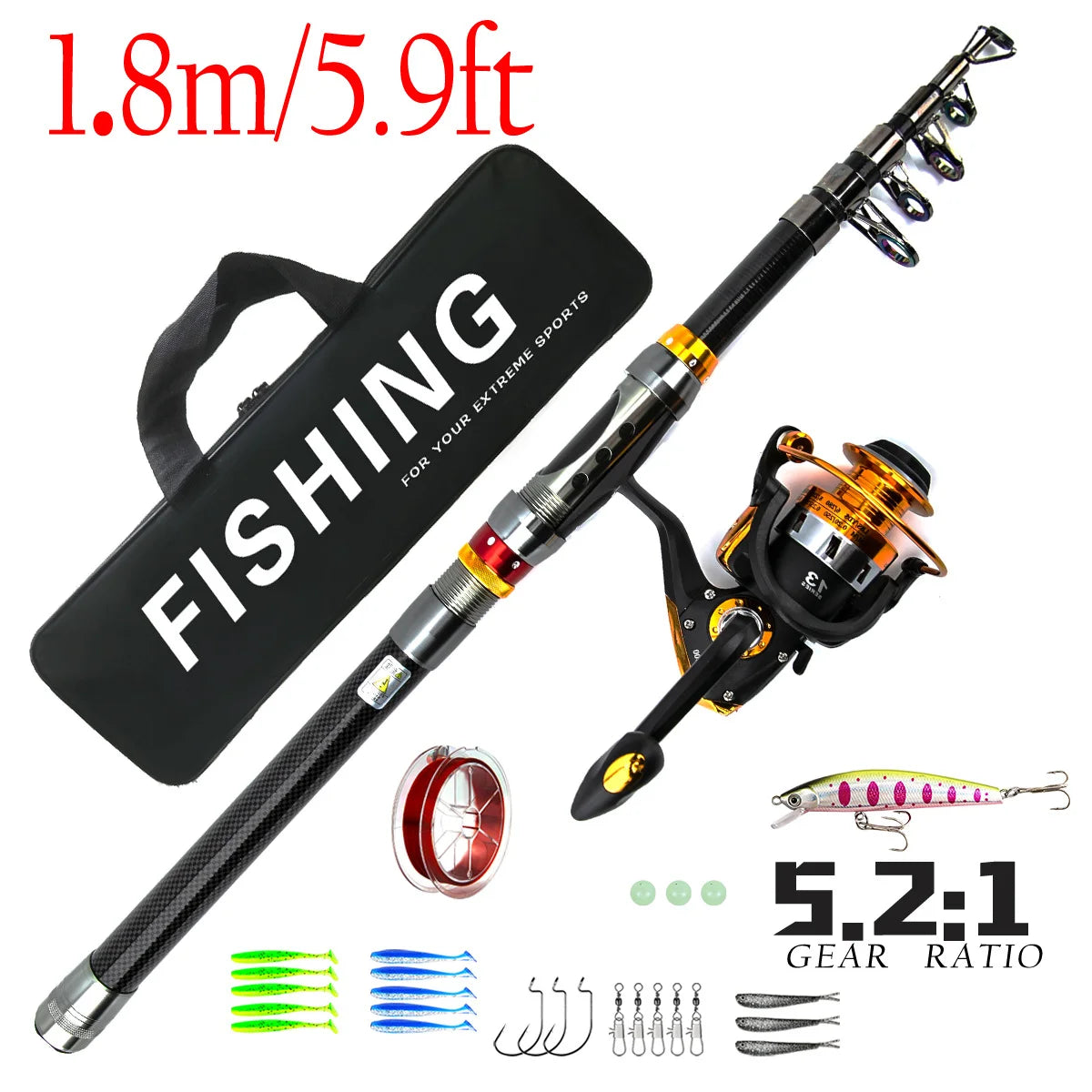 Carbon Road Ya Rod Set Universal Straight Handle Spinning Wheel Fishing Rod Full Range Ya Rod Oasis Select 1.8mSuit
