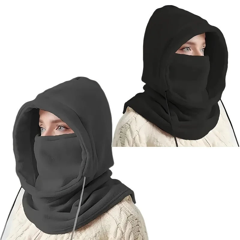 Unisex Winter Balaclava Knit Hood - Windproof Mask with Drawstring, Motorcycle Riding Headgea Warm Knitted Cap Cold Weather Oasis Select