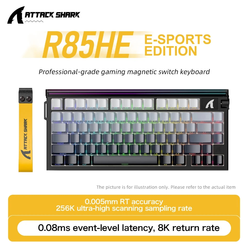 ATTACK SHARK R85HE Magnetic Axis Gaming Wire Keyboard 8KHz Rate 0.005mm RT Precision Adjustable 5 Layer Soundproof Filling RGB Oasis Select R85 HE-Moonlit night