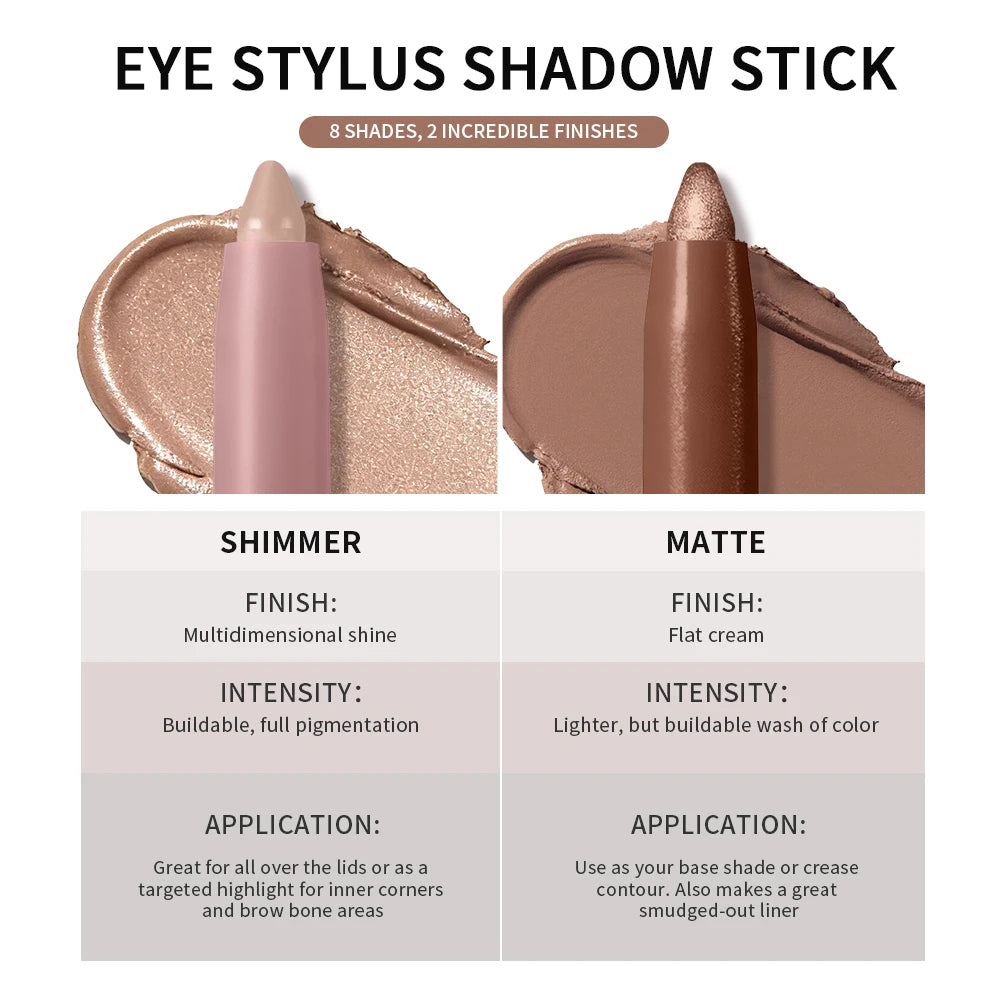 Eyeshadow Stick Colorful Shimmer Glitter Matte High Pigmented Waterproof Cream Eyes Shadow Pencil Long Lasting Makeup Cosmetic Oasis Select