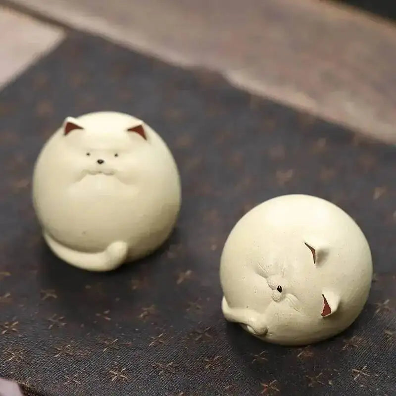 Purple Clay Cute Little Cat Tea Pet Ornament Healing Tea Play Lucky Cat Tea Table Tea Tray Чайные Украшения Oasis Select