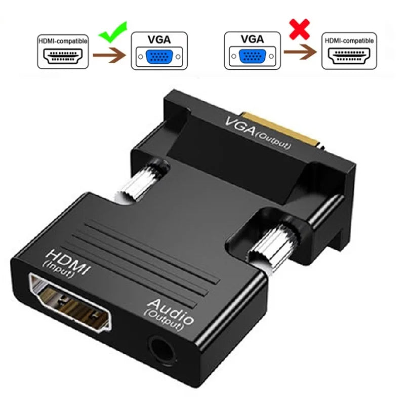 HDMI-compatible Female To VGA Male Converter VGA to HDMI Female Adapter For PC Laptop to HDTV Projector Video Audio Converter Oasis Select