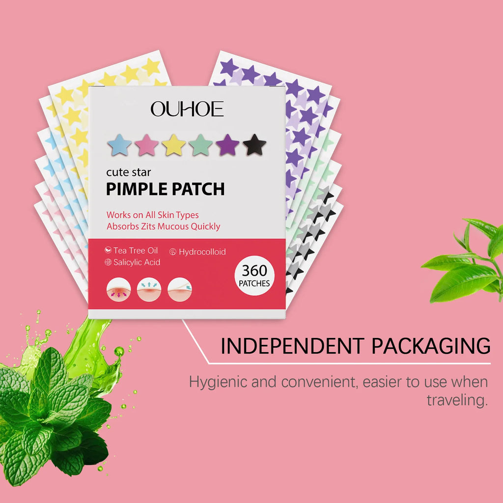 Star Shaped Pimple Patches Covering Zits Fade Blemishes Hydrocolloid Invisible Pimple Removal Tool Multi-Color Star Acne Patches Oasis Select