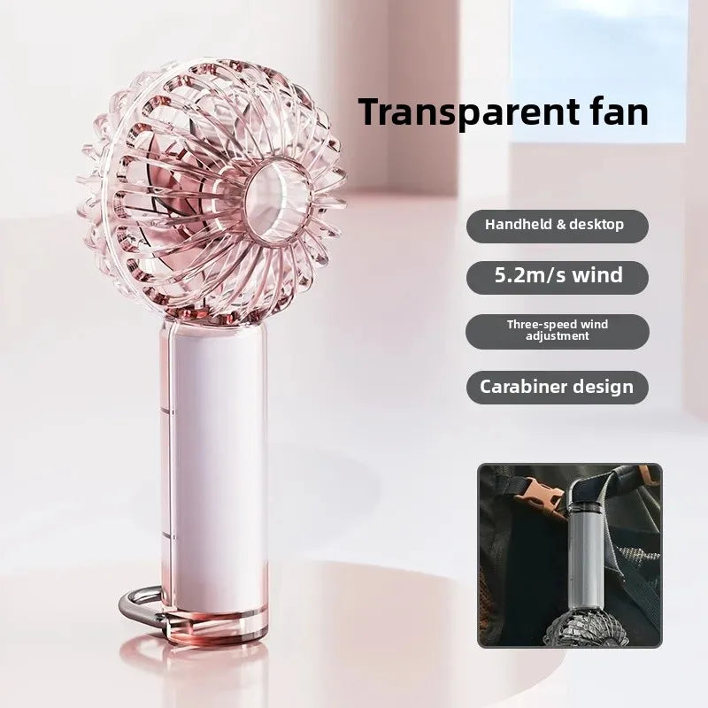 URGGU Mini Transparent USB Handheld Fan – Silent & Portable