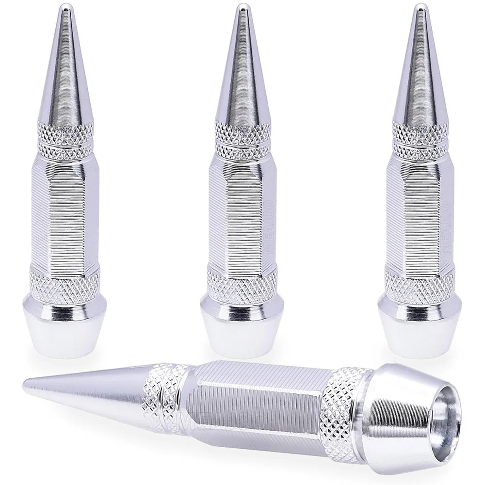 4Pcs 60mm Valve Caps, Aluminum Alloy Dustproof and Waterproof Tire Valve Stem Caps, Suitable for Cars, Trucks and Motorcycles Oasis Select Silver-4Pcs