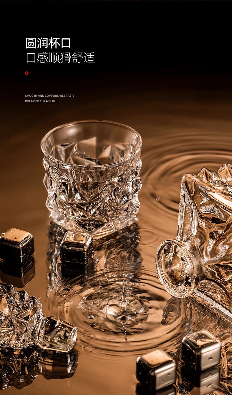 European thickened whiskey glass set large foreign wine glass crystal glass wine bottle creative wine set Oasis Select