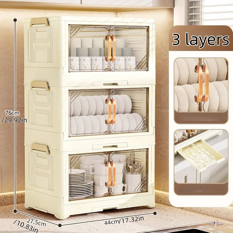 Multi-Tier Foldable Bowl Rack, Large Capacity,Kitchen Dish Drying Rack for Bowls/Cups/Dishes, Collapsible Multi-Combos Storage Oasis Select Cream 3-tier
