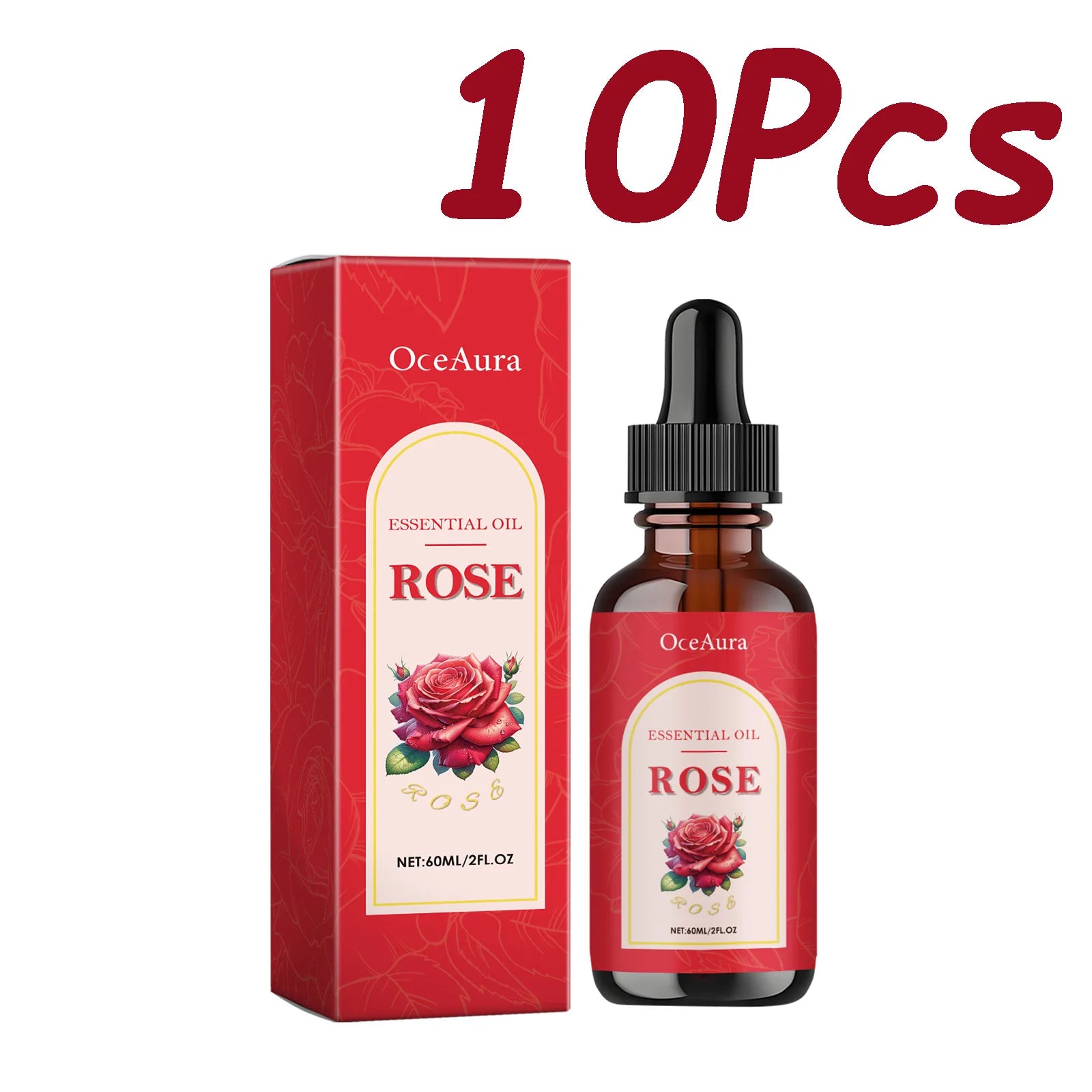 Rose Essential Oil Nourishing Moisturizing Soothing Dryness Skin Soften Delicate Smoothing Massage Essential Oil for Face Body Oasis Select 10Pcs 60ml Boxed