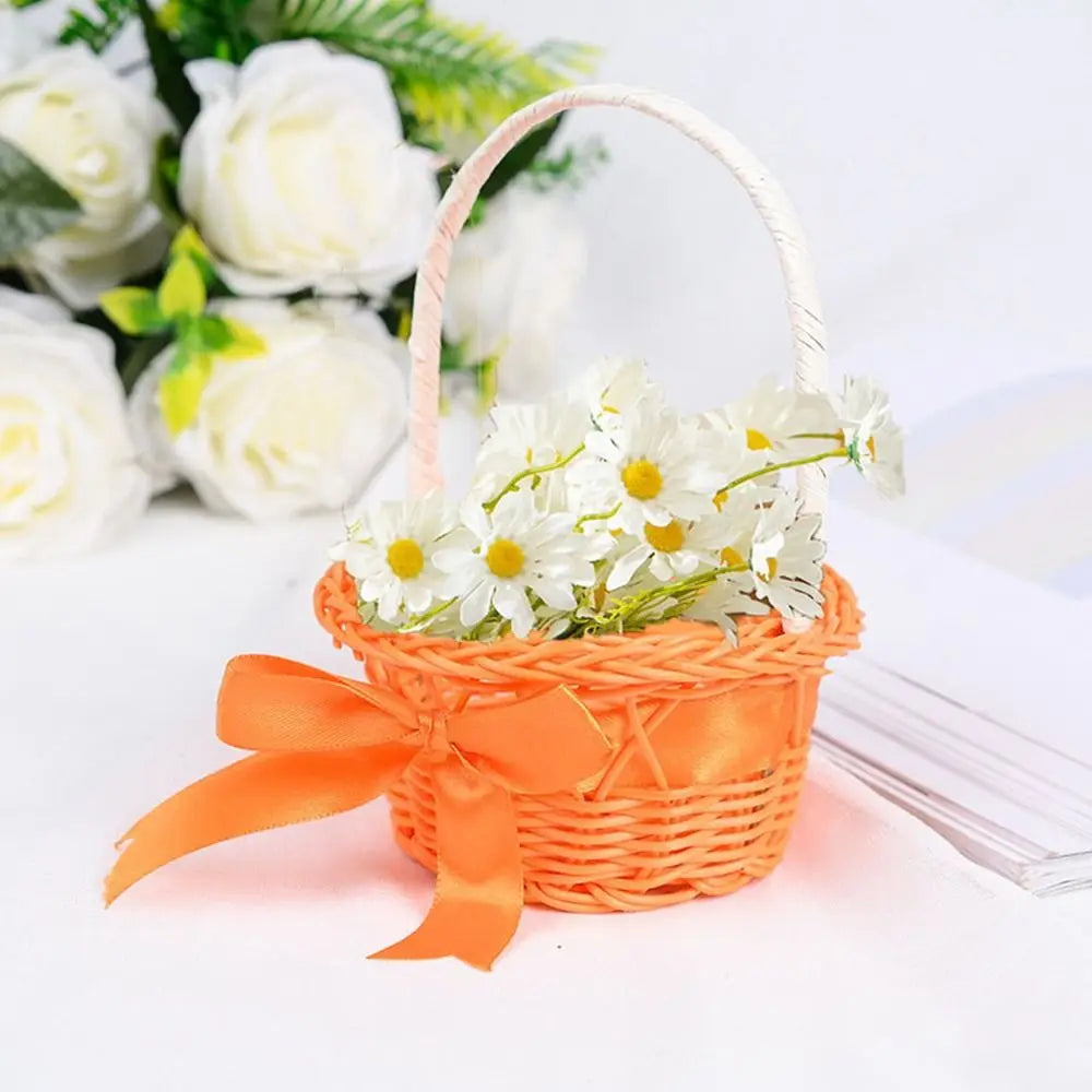 Hand-Woven Rattan Wicker Basket – 8 Colors Handheld Storage