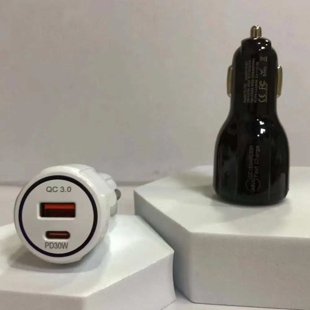 12W 30W Car Charger 2 Ports Car Charger Fast Charging QC 3.0 PD12W PD30W Car Cigarette Lighter Flash Charge For phones Oasis Select