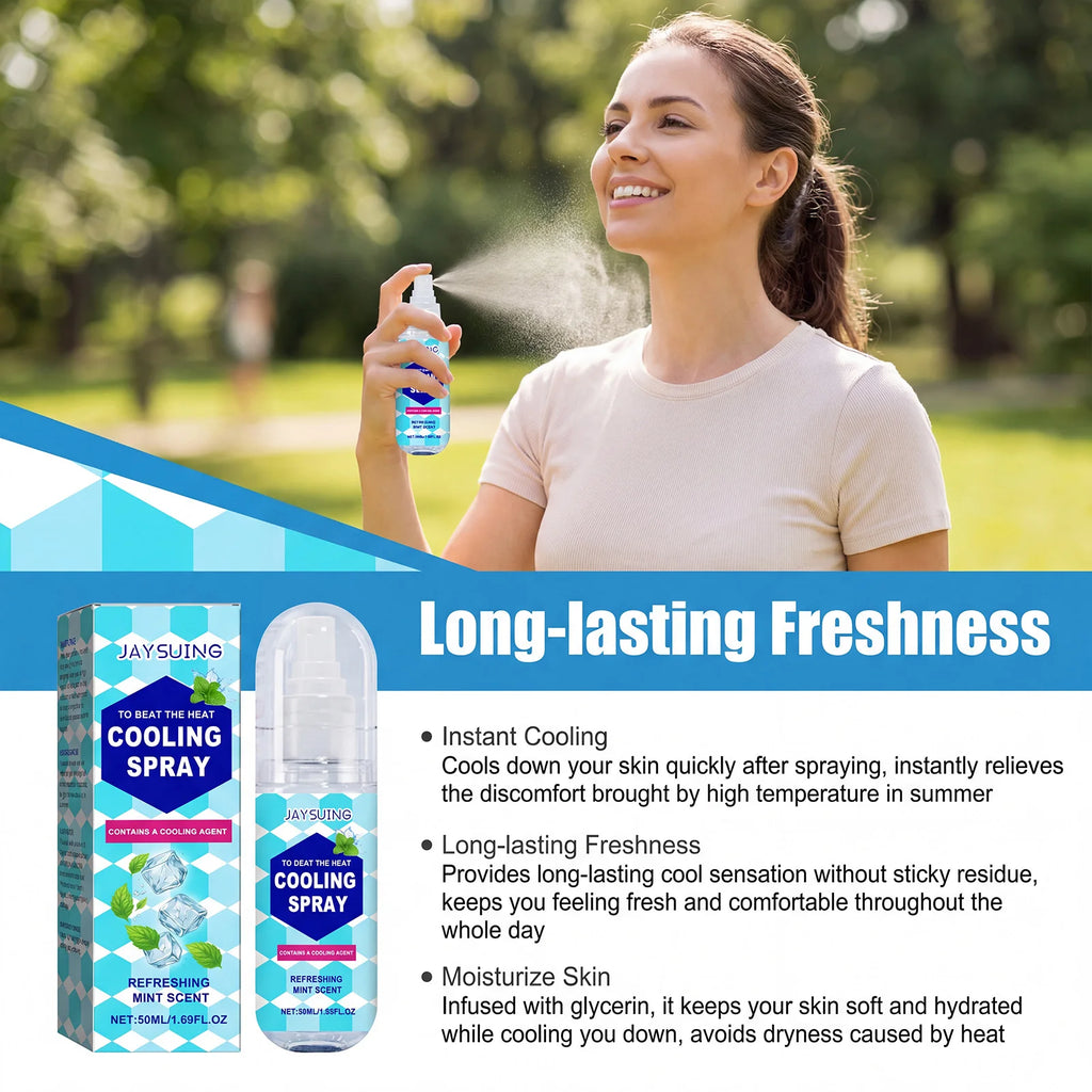 Cooling Spray Instant Cooling Spray Outdoor Mint Scent Summer Heat Relief Refreshing Skin Soothing Portable Body Cool Mist Oasis Select