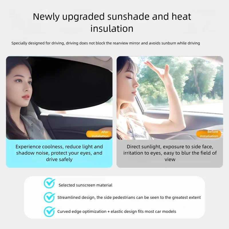 Car Side Window Sunshade – Electrostatic UV Blocking Curtain