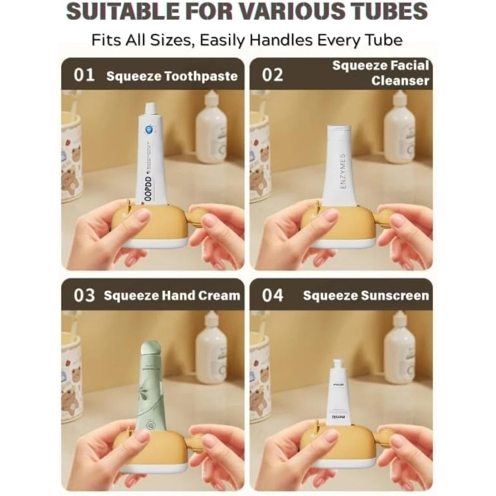 Hamster Toothpaste Squeezer Set – Includes 4 Toothbrush Head Covers, Cute Lazy Dispenser & Holder, Hygienic Bathroom Organizer Oasis Select