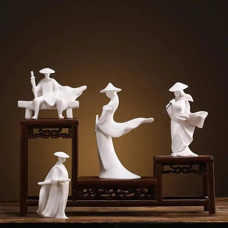 Martial Arts Historical Figures Ceramic Ornaments Decoration Bonsai Landscaping Desktop Crafts Чаепитие Oasis Select