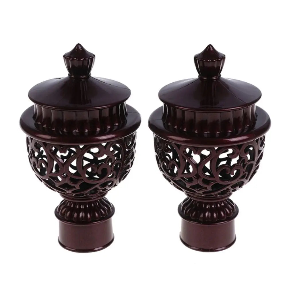 2pcs Durable Hollow Out Decorative Curtain Rod Cap Curtain Rod Head Drapery Rail Ends Curtain Accessories Oasis Select red