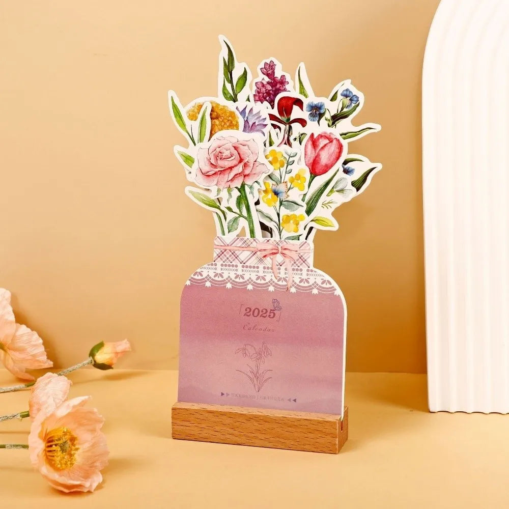 2026 Flowers Desk Calendar Mini Calendar Standing Desk Calendar Vase-Like Desktop Monthly Planner for Home School Office Oasis Select