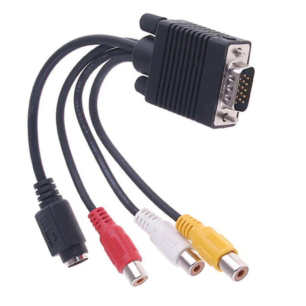 For VGA to For S-Video + For RCA CompoFor Site Video Adapter with 10cm Length for PC to For TV Analog Connection Oasis Select A