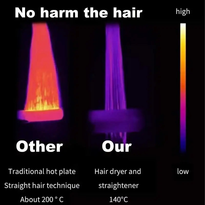 2-in-1 Negative Ion Hair Dryer Multi-Function Straightener Long-Lasting Styling Tool Straightener for Wet or Dry Hair Oasis Select