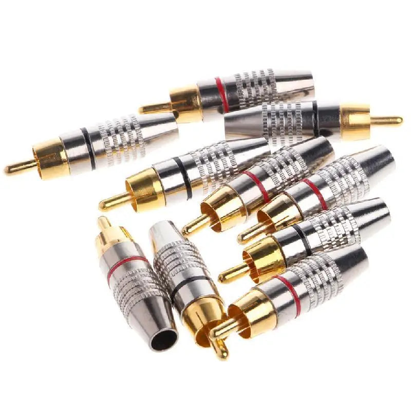 10pcs RCA Male Plug Audio Video Cable Speaker Connector Lockable Adjustable Gold Plate Audio Plug Rca Male Plug 45mm Oasis Select 10pcs